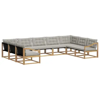vidaXL Zunanja garnitura za sedenje 9 pcs Bela in svetlo siva