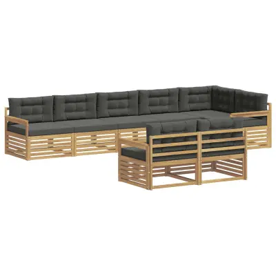 vidaXL Zunanja garnitura za sedenje 8 pcs Bela in antracit Poliester