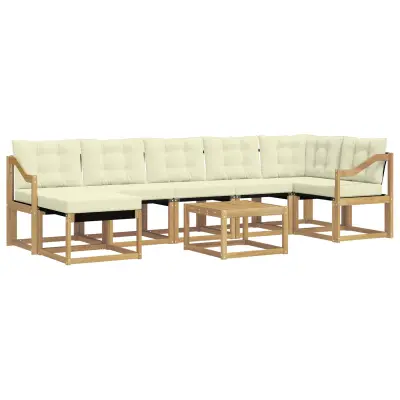 vidaXL Zunanja garnitura za sedenje z blazino 8 pcs Bela in krem