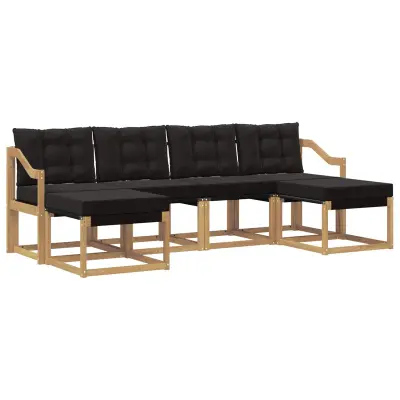 vidaXL Zunanja garnitura za sedenje z blazino 6 pcs Bela in črna