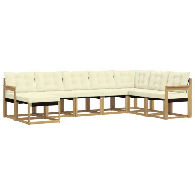 vidaXL Zunanja garnitura za sedenje z blazino 8 pcs Bela in krem