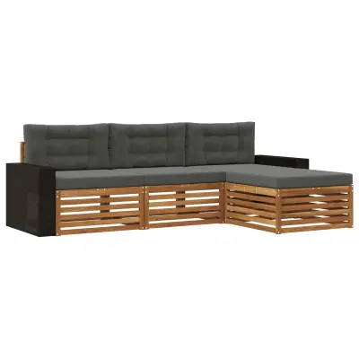 vidaXL Zunanja garnitura za sedenje 4 pcs Naravna in antracitna