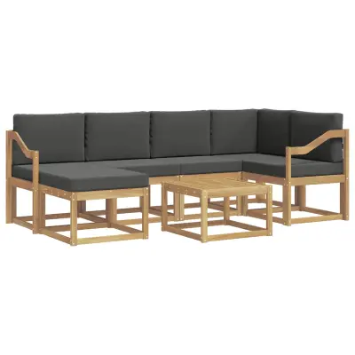 vidaXL Zunanja garnitura za sedenje z blazino 7 pcs Bela in antracit