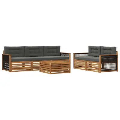 vidaXL Zunanja garnitura za sedenje 6 pcs Naravna in antracitna