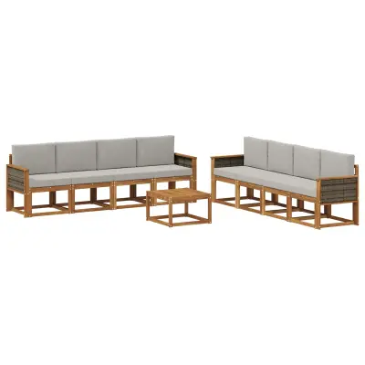 vidaXL Zunanja garnitura za sedenje 7 pcs Naravna in svetlo siva