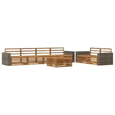 vidaXL Zunanja garnitura za sedenje 7 pcs Naravna Masiven les akacije