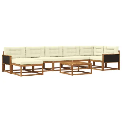 vidaXL Zunanja garnitura za sedenje z blazino 8 pcs Naravna in smetana