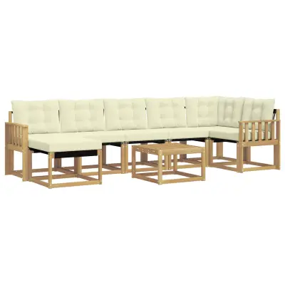 vidaXL Zunanja garnitura za sedenje z blazino 8 pcs Bela in krem