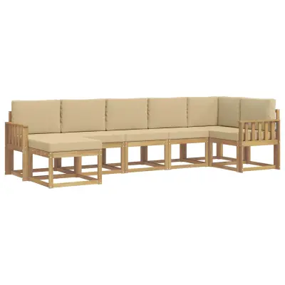 vidaXL Zunanja garnitura za sedenje 7 pcs Bela in bež Poliester