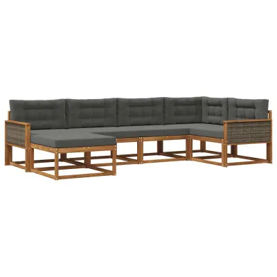 vidaXL Zunanja garnitura za sedenje 6 pcs Naravna in antracitna