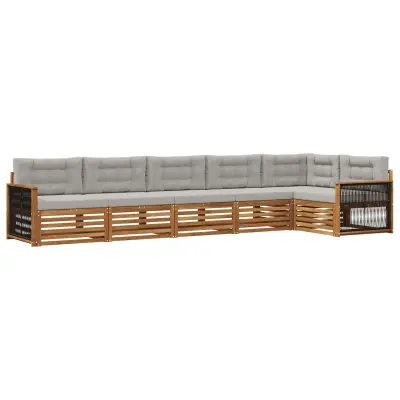 vidaXL Zunanja garnitura za sedenje 6 pcs Naravna in svetlo siva