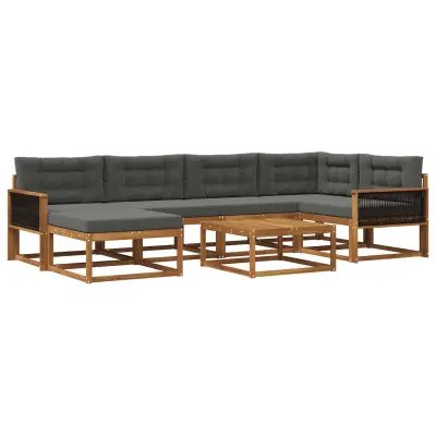 vidaXL Zunanja garnitura za sedenje 7 pcs Naravna in antracitna