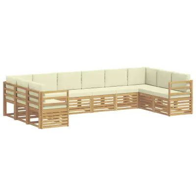 vidaXL Zunanja garnitura za sedenje 10 pcs Bela in krem Poliester