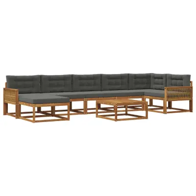 vidaXL Zunanja garnitura za sedenje 8 pcs Naravna in antracitna