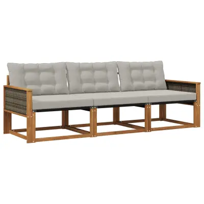 vidaXL Zunanja garnitura za sedenje 3 pcs Naravna in svetlo siva
