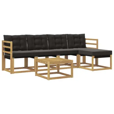 vidaXL Zunanja garnitura za sedenje z blazino 6 pcs Bela in črna