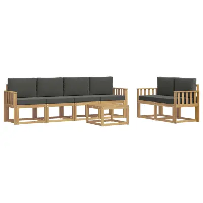 vidaXL Zunanja garnitura za sedenje z blazino 7 pcs Bela in antracit