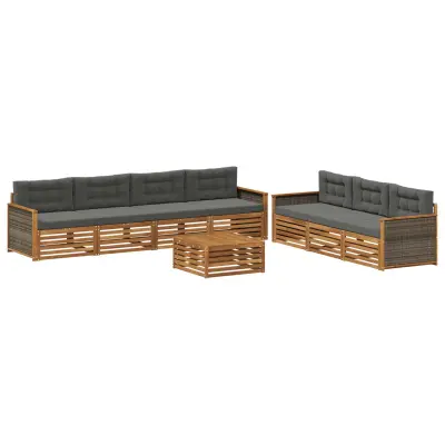 vidaXL Zunanja garnitura za sedenje 8 pcs Naravna in antracitna