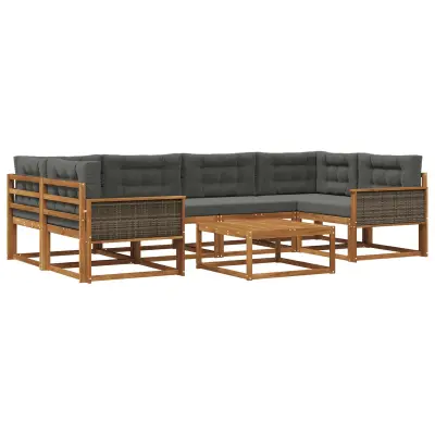 vidaXL Zunanja garnitura za sedenje 7 pcs Naravna in antracitna