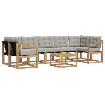 vidaXL Zunanja garnitura za sedenje 8 pcs Bela in svetlo siva