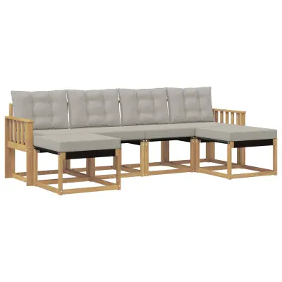 vidaXL Zunanja garnitura za sedenje 6 pcs Bela in svetlo siva