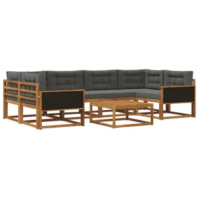 vidaXL Zunanja garnitura za sedenje 7 pcs Naravna in antracitna
