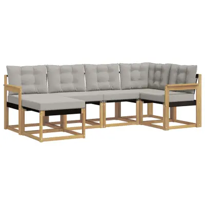 vidaXL Zunanja garnitura za sedenje 6 pcs Bela in svetlo siva