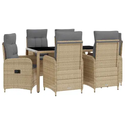 vidaXL Zunanja jedilnica z blazino 7 pcs Bež in svetlo siva