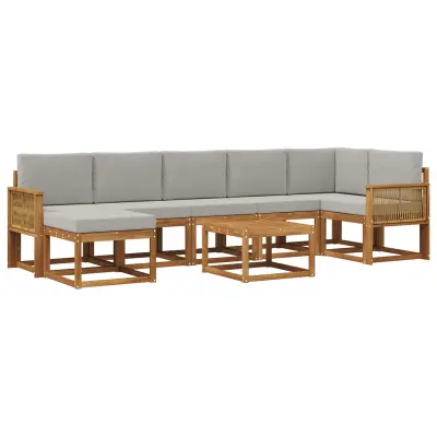vidaXL Zunanja garnitura za sedenje 8 pcs Naravna in svetlo siva