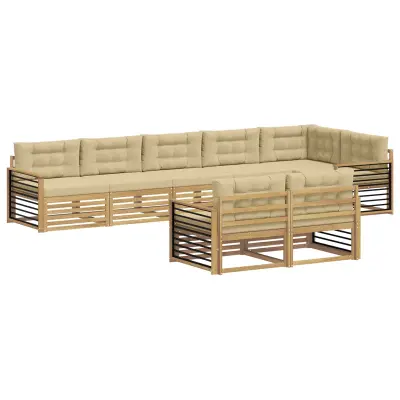 vidaXL Zunanja garnitura za sedenje 8 pcs Bela in bež Poliester