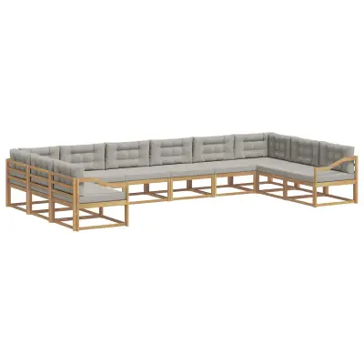 vidaXL Zunanja garnitura za sedenje 10 pcs Bela in svetlo siva