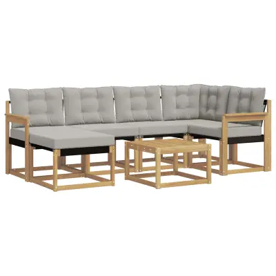 vidaXL Zunanja garnitura za sedenje 7 pcs Bela in svetlo siva