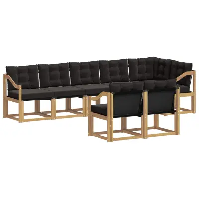 vidaXL Zunanja garnitura za sedenje z blazino 8 pcs Bela in črna