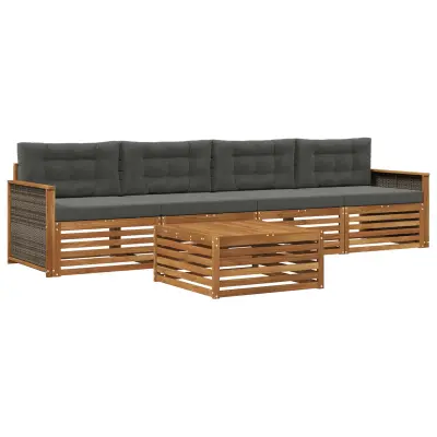 vidaXL Zunanja garnitura za sedenje 5 pcs Naravna in antracitna