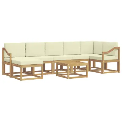 vidaXL Zunanja garnitura za sedenje 8 pcs Bela in krem Poliester