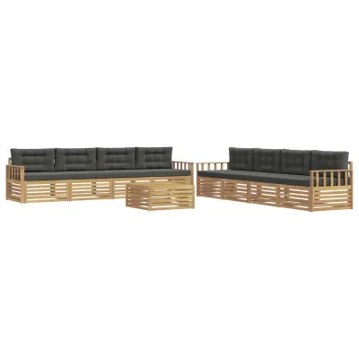 vidaXL Zunanja garnitura za sedenje 9 pcs Bela in antracit Poliester