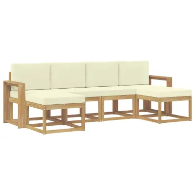 vidaXL Zunanja garnitura za sedenje 6 pcs Bela in krem Poliester