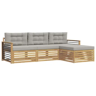 vidaXL Zunanja garnitura za sedenje 4 pcs Bela in svetlo siva