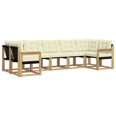 vidaXL Zunanja garnitura za sedenje z blazino 7 pcs Bela in krem