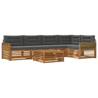 vidaXL Zunanja garnitura za sedenje 6 pcs Naravna in antracitna