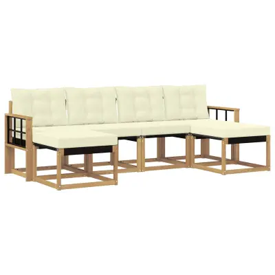 vidaXL Zunanja garnitura za sedenje z blazino 6 pcs Bela in krem