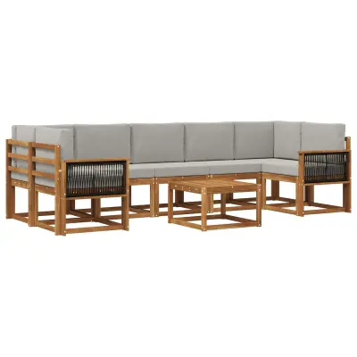 vidaXL Zunanja garnitura za sedenje 6 pcs Naravna in svetlo siva