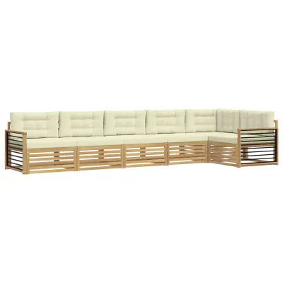 vidaXL Zunanja garnitura za sedenje 6 pcs Bela in krem Poliester