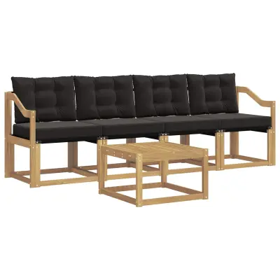 vidaXL Zunanja garnitura za sedenje z blazino 5 pcs Bela in črna