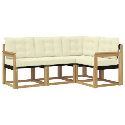vidaXL Zunanja garnitura za sedenje z blazino 4 pcs Bela in krem