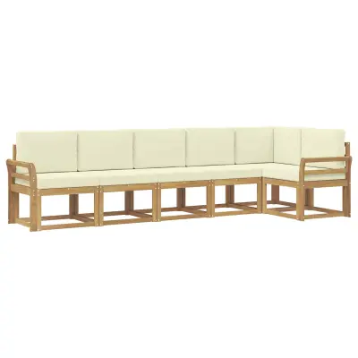 vidaXL Zunanja garnitura za sedenje 6 pcs Bela in krem Poliester