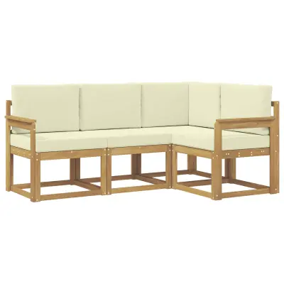 vidaXL Zunanja garnitura za sedenje z blazino 4 pcs Bela in krem