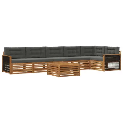 vidaXL Zunanja garnitura za sedenje 7 pcs Naravna in antracitna