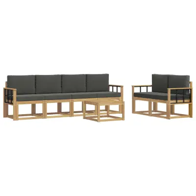 vidaXL Zunanja garnitura za sedenje z blazino 7 pcs Bela in antracit