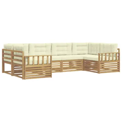 vidaXL Zunanja garnitura za sedenje z blazino 6 pcs Bela in krem